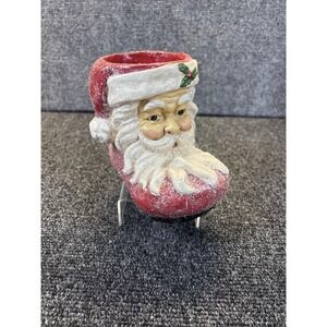 Vtg~RAZ Imports~Paper Mache Santa Face Glitter Boot~Christmas Decor~5"